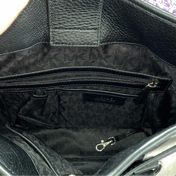 AUTH Michael Kors Large Hamilton Center Stripe Colorblock Suede Satchel Purse - Picture 7 of 13